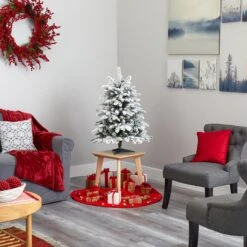 3’ Flocked North Carolina Fir Artificial Christmas Tree With 150 Warm White Lights And 545 Bendable Branche -Artificial Flowers Sale artificial 3 flocked north carolina fir artificial christmas tree with 150 warm white lights and 545 bendable branche nearly natural 545185