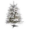 3’ Flocked North Carolina Fir Artificial Christmas Tree With 150 Warm White Lights And 545 Bendable Branche