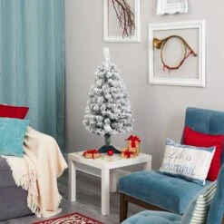 3' Flocked Rock Springs Spruce Artificial Christmas Tree -Artificial Flowers Sale artificial 3 flocked rock springs spruce artificial christmas tree nearly natural 976227