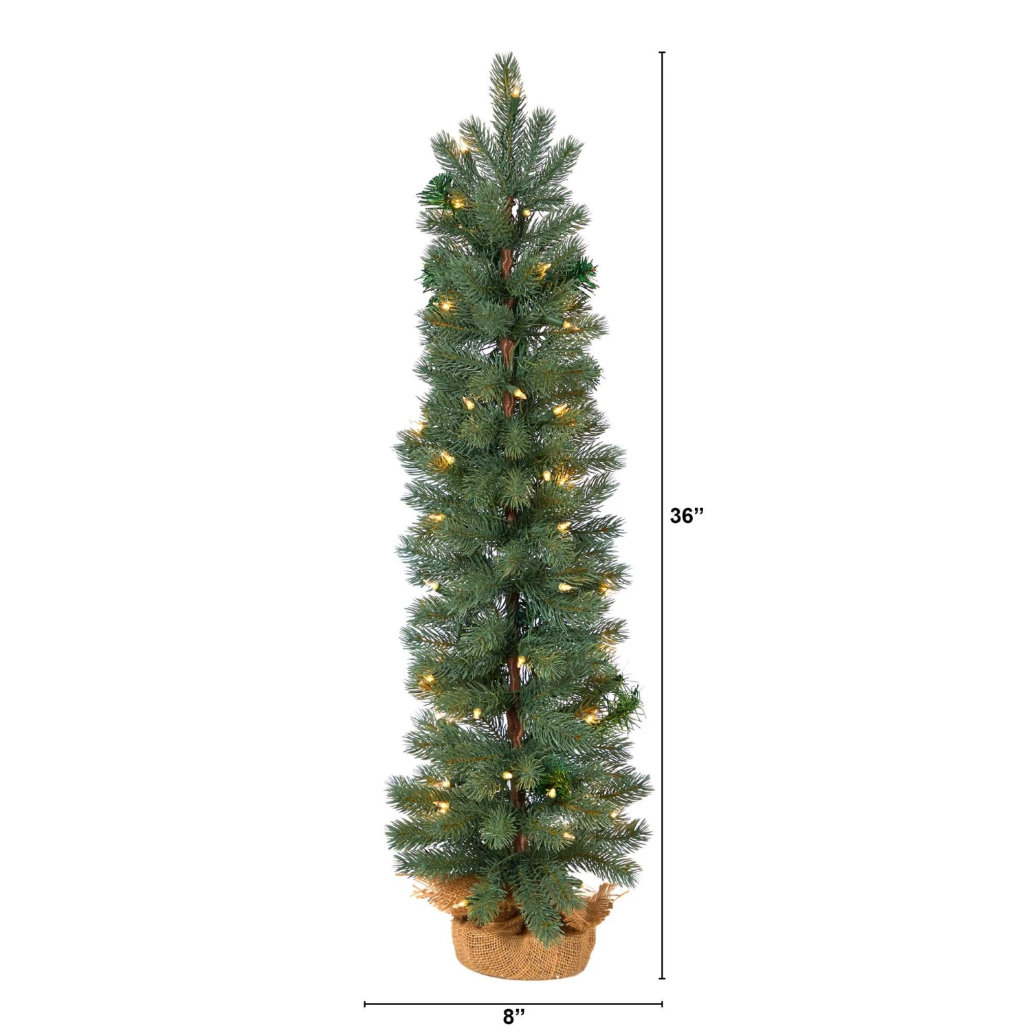 3’ Green Pine Artificial Christmas Tree With 50 Warm White Lights Set In A Burlap Base 4 3’ Green Pine Artificial Christmas Tree With 50 Warm White Lights Set In A Burlap Base - Image 2