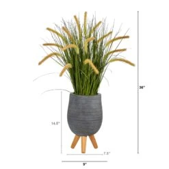 3’ Onion Grass Artificial Plant In Gray Planter With Stand -Artificial Flowers Sale artificial 3 onion grass artificial plant in gray planter with stand nearly natural 842015