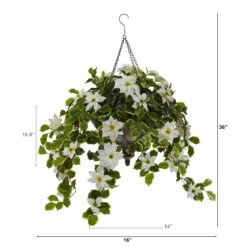 3’ Poinsettia And Variegated Holly Artificial Plant In Metal Hanging Bowl (Real Touch) -Artificial Flowers Sale artificial 3 poinsettia and variegated holly artificial plant in metal hanging bowl real touch nearly natural 408633