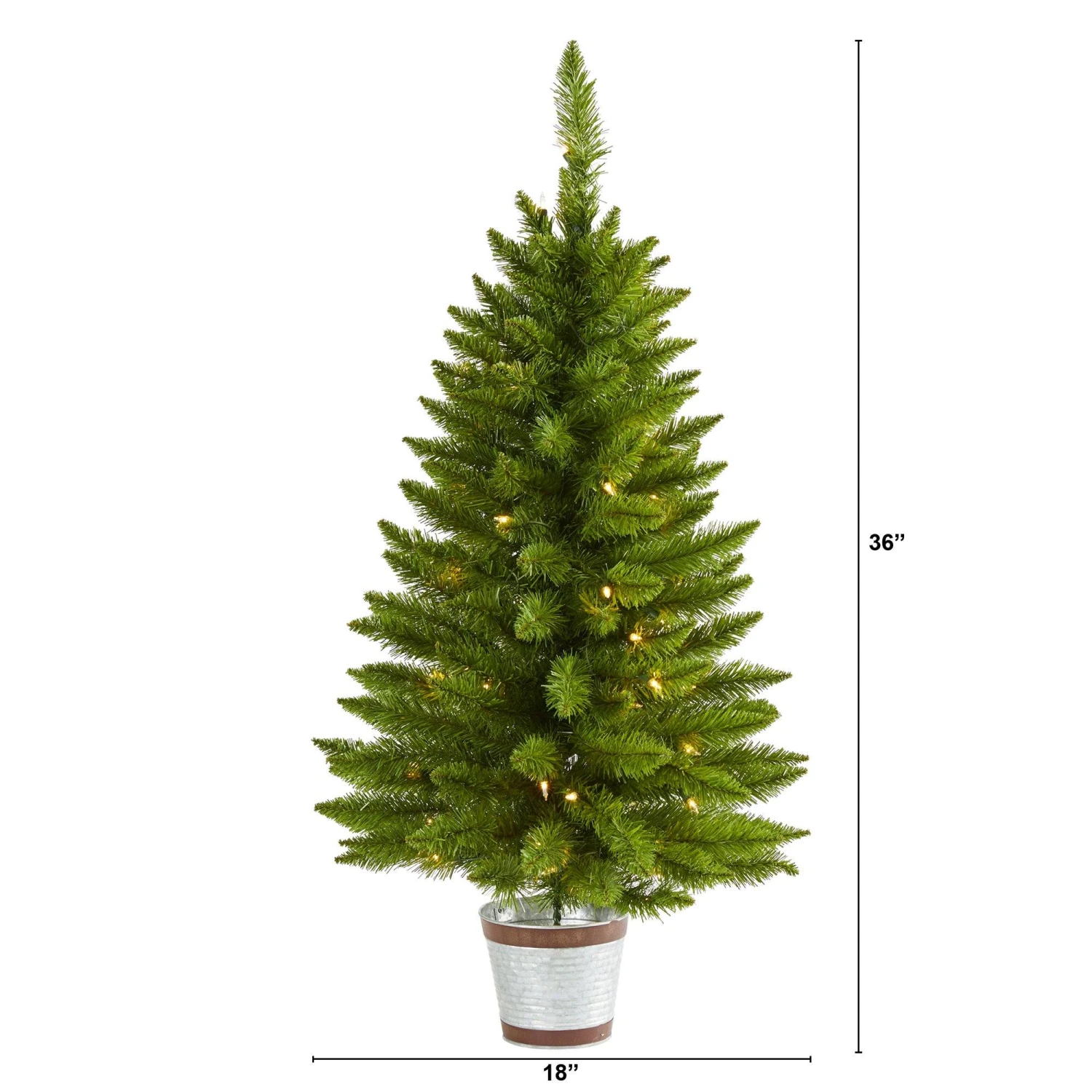 3’ Providence Pine Artificial Christmas Tree In Metal Pot With 50 Warm White Lights And 114 Bendable Branches 4 3’ Providence Pine Artificial Christmas Tree In Metal Pot With 50 Warm White Lights And 114 Bendable Branches - Image 2