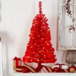 3’ Red Artificial Christmas Tree With 50 LED Lights And 118 Bendable Branches 16 3’ Red Artificial Christmas Tree With 50 LED Lights And 118 Bendable Branches -Artificial Flowers Sale artificial 3 red artificial christmas tree with 50 led lights and 118 bendable branches nearly natural 173326
