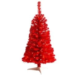 3’ Red Artificial Christmas Tree With 50 LED Lights And 118 Bendable Branches