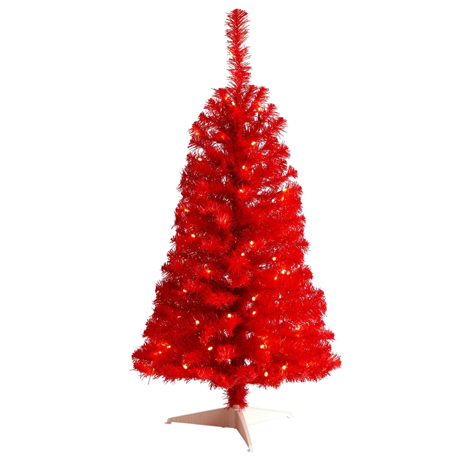 3’ Red Artificial Christmas Tree With 50 LED Lights And 118 Bendable Branches 3 3’ Red Artificial Christmas Tree With 50 LED Lights And 118 Bendable Branches
