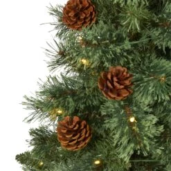 3’ White Mountain Pine Artificial Christmas Tree With 50 Clear LED Lights And Pine Cones -Artificial Flowers Sale artificial 3 white mountain pine artificial christmas tree with 50 clear led lights and pine cones nearly natural 337915