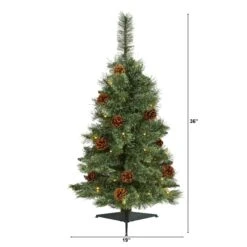 3’ White Mountain Pine Artificial Christmas Tree With 50 Clear LED Lights And Pine Cones -Artificial Flowers Sale artificial 3 white mountain pine artificial christmas tree with 50 clear led lights and pine cones nearly natural 346546