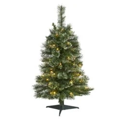 3’ Wisconsin Slim Snow Tip Pine Artificial Christmas Tree With 50 Clear LED Lights