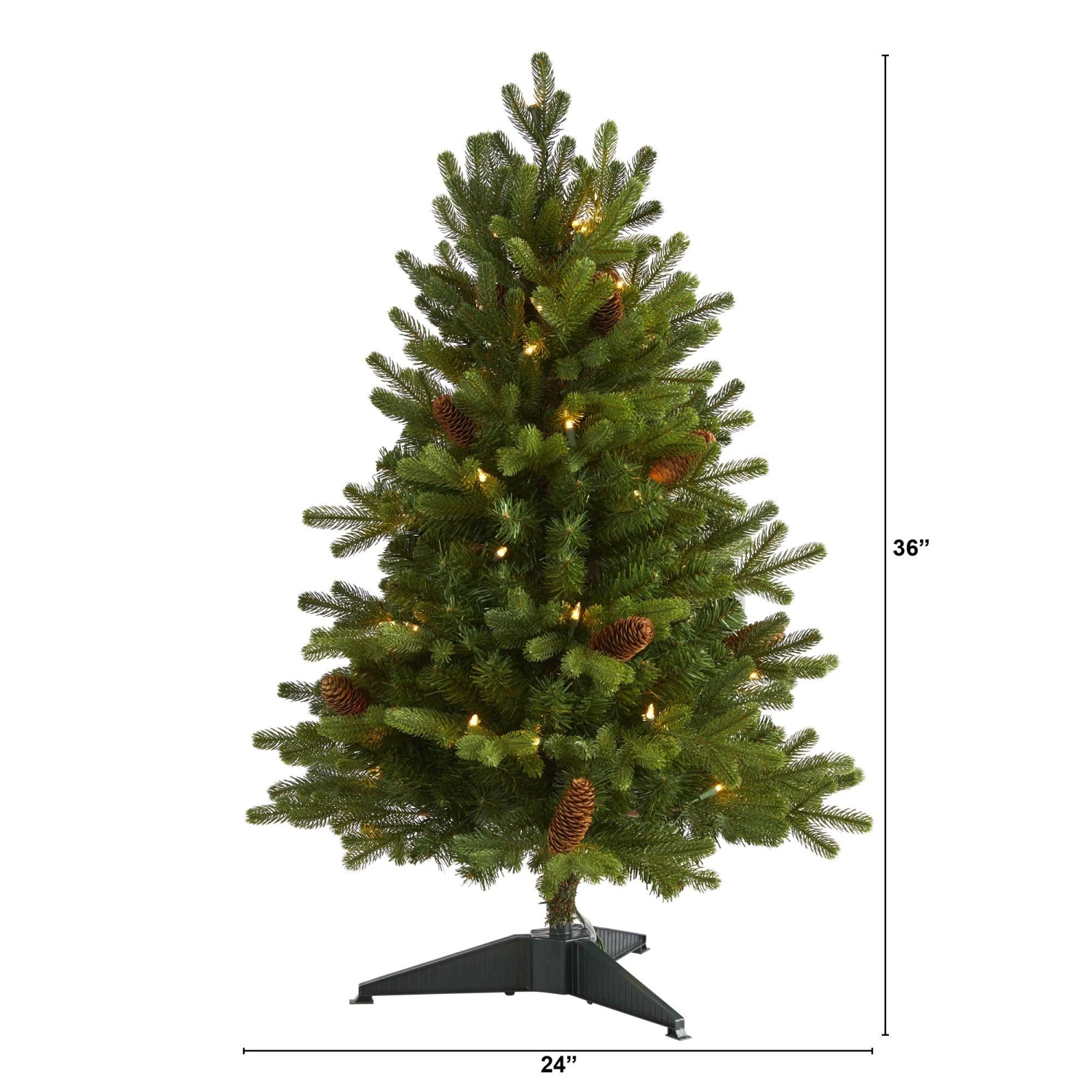 3’ Yukon Mountain Fir Artificial Christmas Tree With 50 Clear Lights And Pine Cones 4 3’ Yukon Mountain Fir Artificial Christmas Tree With 50 Clear Lights And Pine Cones - Image 2