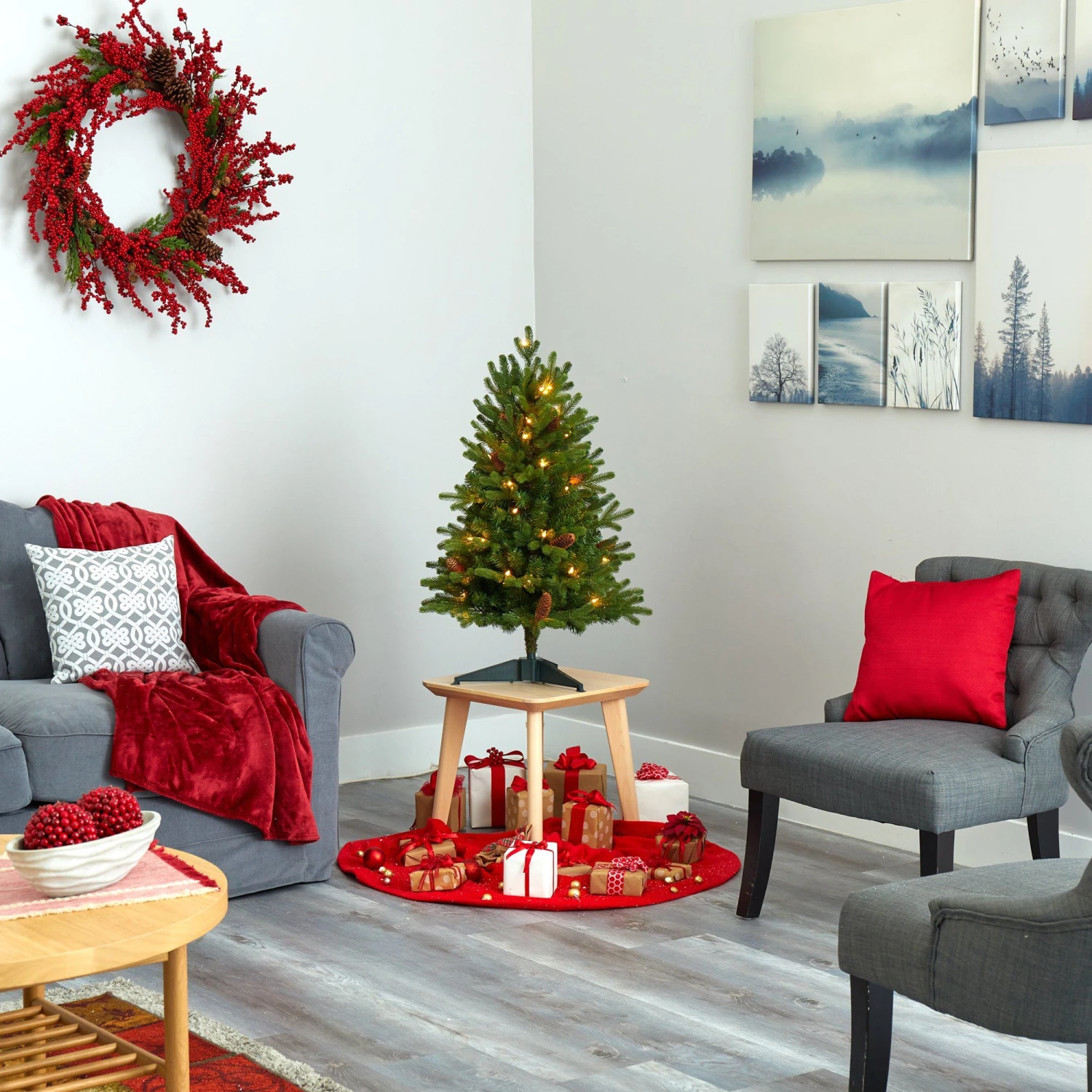 3’ Yukon Mountain Fir Artificial Christmas Tree With 50 Clear Lights And Pine Cones 8 3’ Yukon Mountain Fir Artificial Christmas Tree With 50 Clear Lights And Pine Cones - Image 6