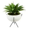 30” Agave Succulent Artificial Plant In White Planter With Metal Stand -Artificial Flowers Sale artificial 30 agave succulent artificial plant in white planter with metal stand nearly natural 716312