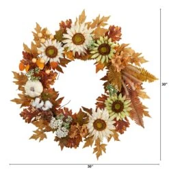 30” Autumn Sunflower, White Pumpkin And Berries Artificial Fall Wreath 8 30” Autumn Sunflower, White Pumpkin And Berries Artificial Fall Wreath -Artificial Flowers Sale artificial 30 autumn sunflower white pumpkin and berries artificial fall wreath nearly natural 865446