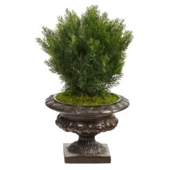 30” Cedar Artificial Tree In Iron Colored Urn (Indoor/Outdoor)