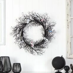 30" Halloween Gazing Eyeballs Twig Wreath" -Artificial Flowers Sale artificial 30 halloween gazing eyeballs twig wreath nearly natural 654876
