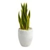 30” Sansevieria Artificial Plant In White Planter