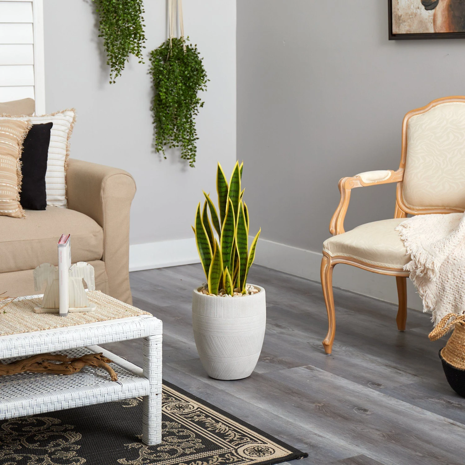 30” Sansevieria Artificial Plant In White Planter 6 30” Sansevieria Artificial Plant In White Planter - Image 4