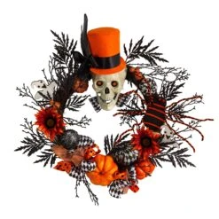 30” Spider And Skull With Top Hat Halloween Wreath