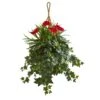 31” Mixed Anthurium Artificial Plant In Hanging Basket -Artificial Flowers Sale artificial 31 mixed anthurium artificial plant in hanging basket nearly natural 645338