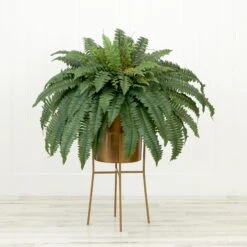 32” Artificial Boston Fern Plant With Metal Planter With Stand DIY KIT -Artificial Flowers Sale artificial 32 artificial boston fern plant with metal planter with stand diy kit plant in planter nearly natural 940882