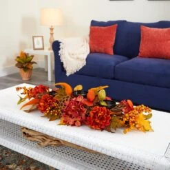 32” Fall Hydrangea, Lotus Seed And Berries Artificial Candelabrum Arrangement -Artificial Flowers Sale artificial 32 fall hydrangea lotus seed and berries artificial candelabrum arrangement nearly natural 972625