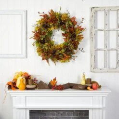 32” Fall Hydrangea, Ranunculus And Maple Leaf Autumn Artificial Wreath 11 32” Fall Hydrangea, Ranunculus And Maple Leaf Autumn Artificial Wreath -Artificial Flowers Sale artificial 32 fall hydrangea ranunculus and maple leaf autumn artificial wreath nearly natural 149163