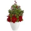 32” Poinsettia, Boxwood And Succulent Artificial Arrangement In White Vase -Artificial Flowers Sale artificial 32 poinsettia boxwood and succulent artificial arrangement in white vase nearly natural 272423