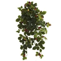 32” Raspberry Hanging Bush With Berry (Set Of 2)