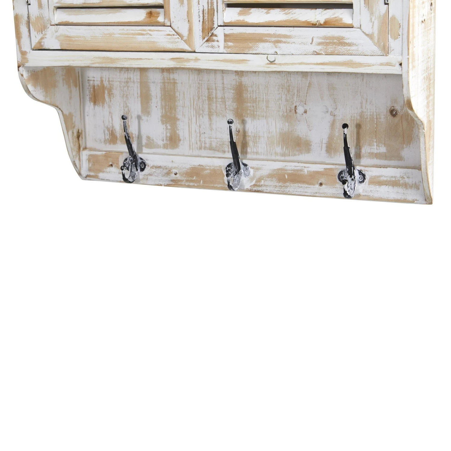 32” White Washed Wall Cabinet With Hooks 7 32” White Washed Wall Cabinet With Hooks - Image 5