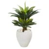 33” Double Agave Succulent Artificial Plant In White Planter -Artificial Flowers Sale artificial 33 double agave succulent artificial plant in white planter nearly natural 189488