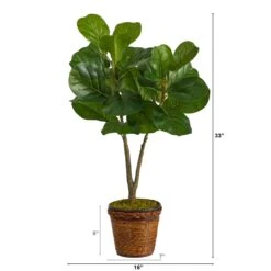 33” Fiddle Leaf Fig Artificial Tree In Basket -Artificial Flowers Sale artificial 33 fiddle leaf fig artificial tree in basket nearly natural 563396