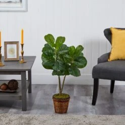 33” Fiddle Leaf Fig Artificial Tree In Basket -Artificial Flowers Sale artificial 33 fiddle leaf fig artificial tree in basket nearly natural 652587