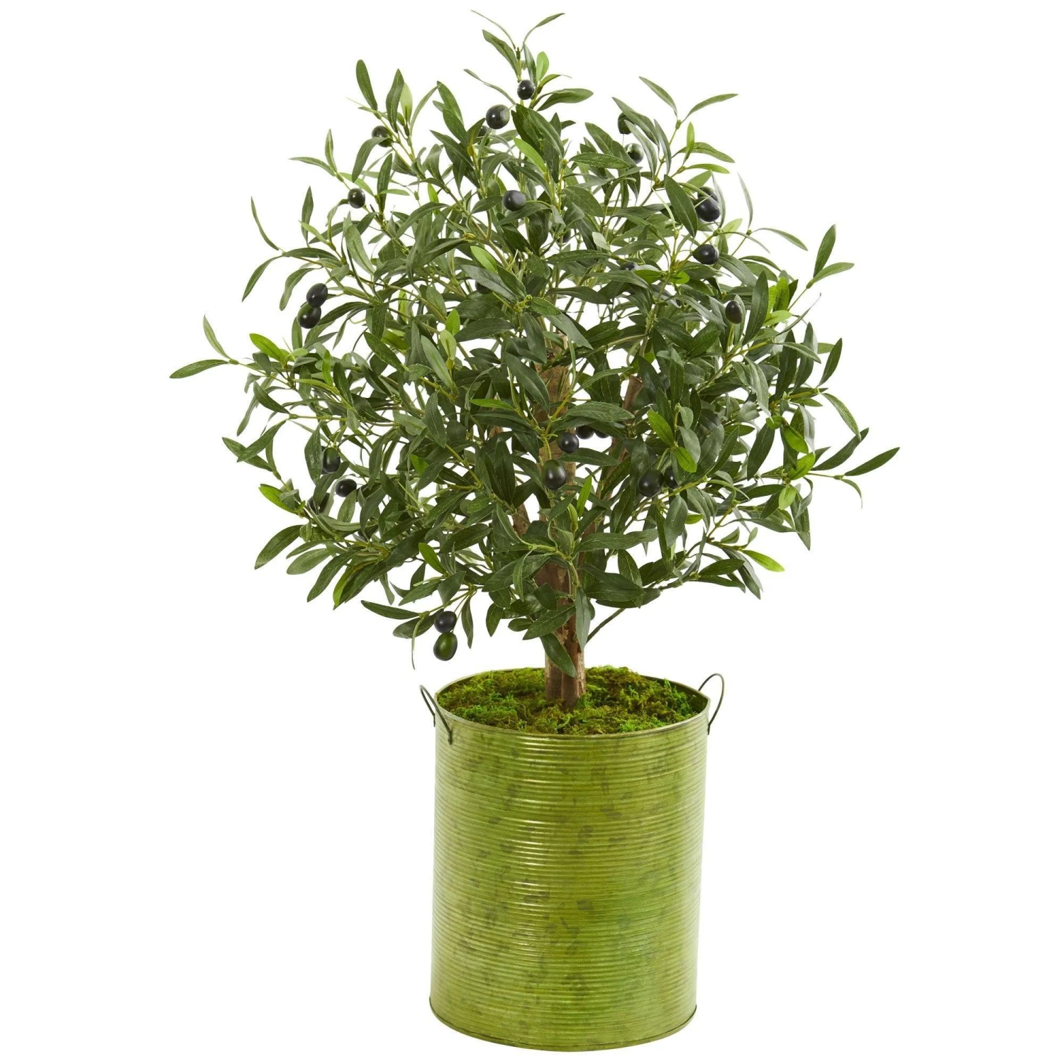 33” Olive Artificial Tree In Green Metal Planter 3 33” Olive Artificial Tree In Green Metal Planter