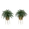 34” Artificial River Fern Plant In Metal Planter With Stand DIY KIT - Set Of 2