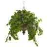 34” London Ivy Artificial Plant In Hanging Bowl (Real Touch)