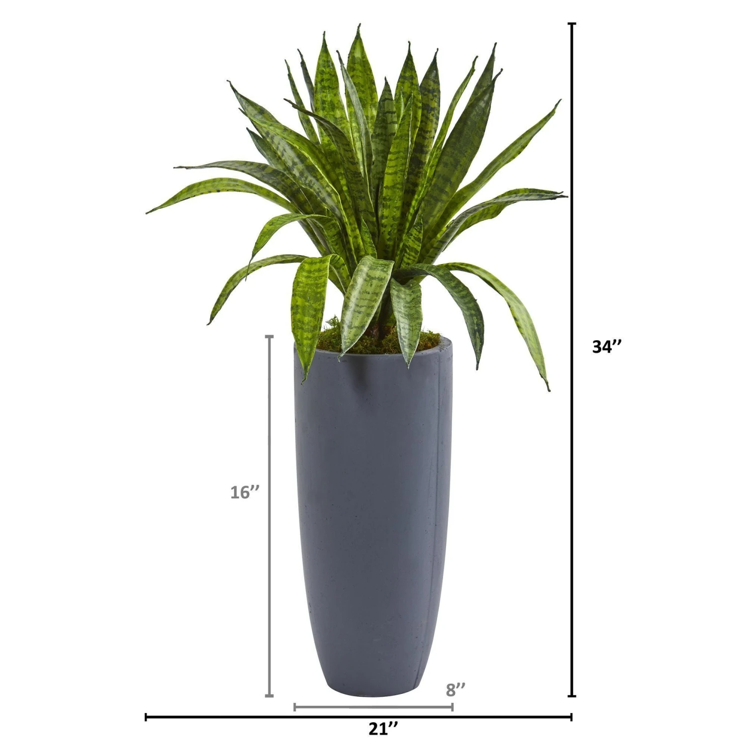34” Sansevieria Artificial Plant In Gray Planter 4 34” Sansevieria Artificial Plant In Gray Planter - Image 2