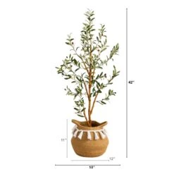 3.5’ Artificial Olive Tree With Handmade Jute & Cotton Basket With Tassels 8 3.5’ Artificial Olive Tree With Handmade Jute & Cotton Basket With Tassels -Artificial Flowers Sale artificial 35 artificial olive tree with handmade jute cotton basket with tassels plant in planter nearly natural 766463