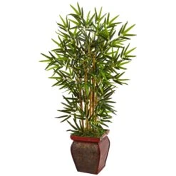 3.5’ Bamboo Tree In Wooden Decorative Planter