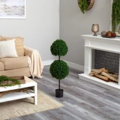 3.5’ Boxwood Double Ball Artificial Topiary Tree UV Resistant (Indoor/Outdoor) -Artificial Flowers Sale artificial 35 boxwood double ball artificial topiary tree uv resistant indooroutdoor nearly natural 179421