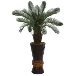 3.5’ Cycas Artificial Tree In Bamboo Planter (Indoor/Outdoor)