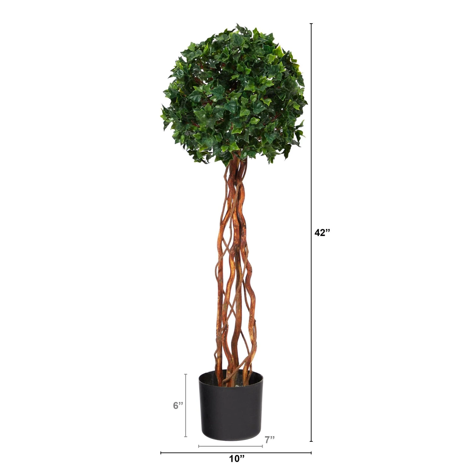 3.5’ English Ivy Single Ball Topiary Artificial Tree With Natural Trunk UV Resistant (Indoor/Outdoor) 4 3.5’ English Ivy Single Ball Topiary Artificial Tree With Natural Trunk UV Resistant (Indoor/Outdoor) - Image 2