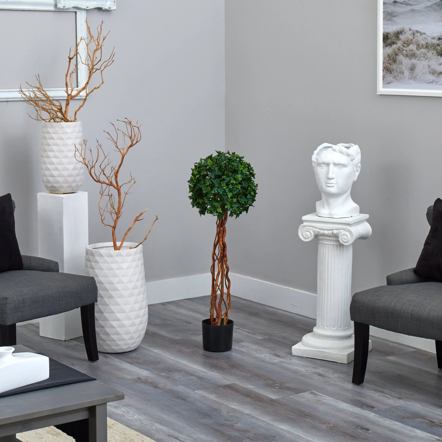 3.5’ English Ivy Single Ball Topiary Artificial Tree With Natural Trunk UV Resistant (Indoor/Outdoor) 6 3.5’ English Ivy Single Ball Topiary Artificial Tree With Natural Trunk UV Resistant (Indoor/Outdoor) - Image 4