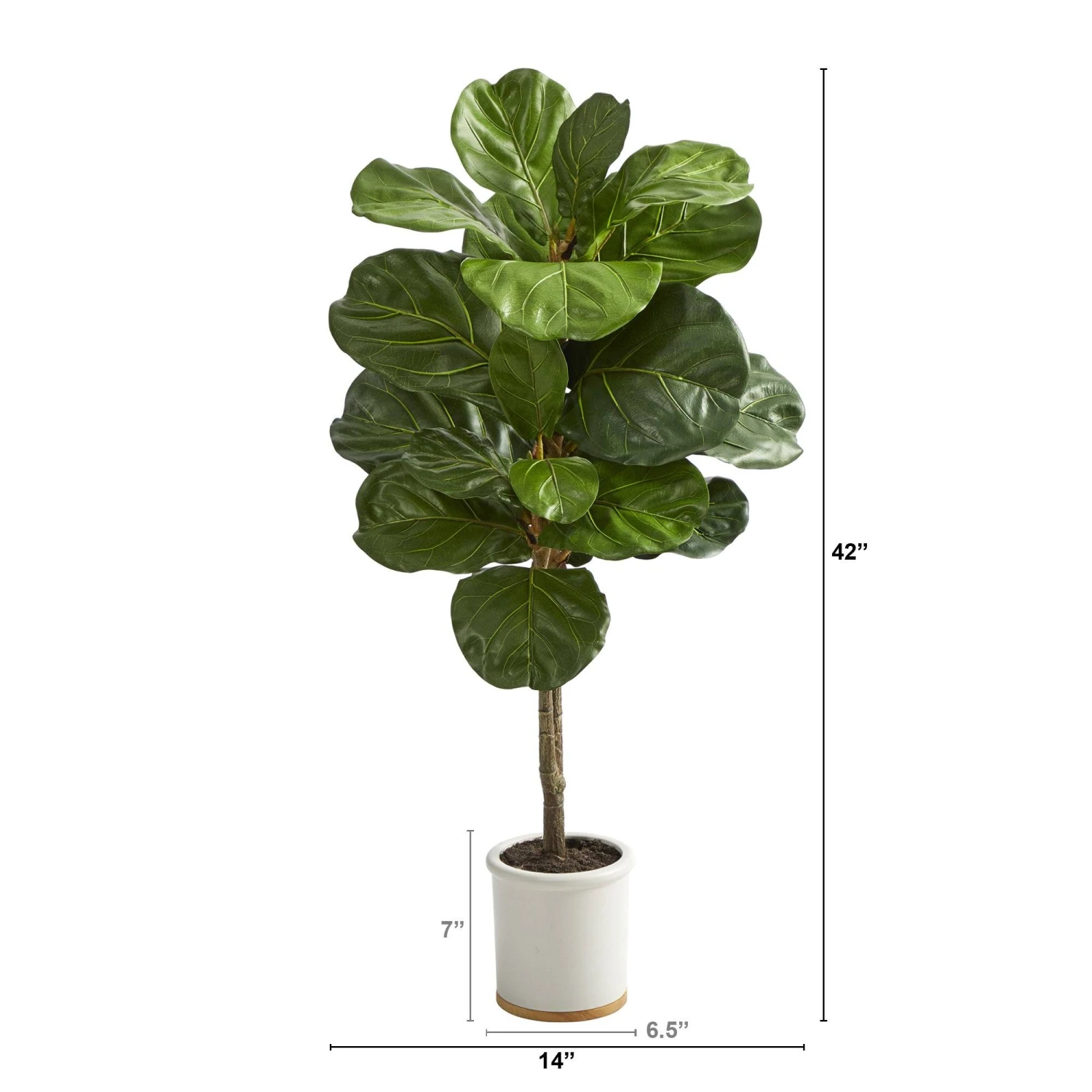 3.5’ Fiddle Leaf Artificial Tree In White Ceramic Planter 4 3.5’ Fiddle Leaf Artificial Tree In White Ceramic Planter - Image 2