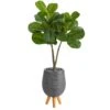 3.5’ Fiddle Leaf Fig Artificial Tree In Gray Planter With Stand -Artificial Flowers Sale artificial 35 fiddle leaf fig artificial tree in gray planter with stand nearly natural 382484