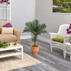 3.5’ Golden Cane Artificial Palm Tree In Terra-Cotta Planter -Artificial Flowers Sale artificial 35 golden cane artificial palm tree in terra cotta planter nearly natural 785876