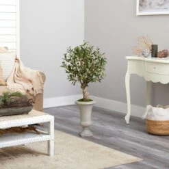 3.5’ Olive Artificial Tree In Sand Colored Urn -Artificial Flowers Sale artificial 35 olive artificial tree in sand colored urn nearly natural 917894