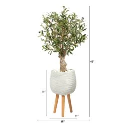 3.5’ Olive Artificial Tree In White Planter With Stand -Artificial Flowers Sale artificial 35 olive artificial tree in white planter with stand nearly natural 108311