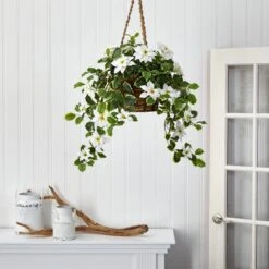 3.5’ Poinsettia And Variegated Holly Artificial Plant In Hanging Basket (Real Touch) -Artificial Flowers Sale artificial 35 poinsettia and variegated holly artificial plant in hanging basket real touch nearly natural 446690