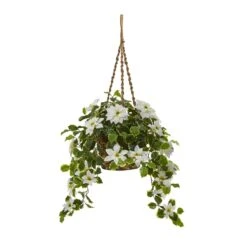 3.5’ Poinsettia And Variegated Holly Artificial Plant In Hanging Basket (Real Touch) -Artificial Flowers Sale artificial 35 poinsettia and variegated holly artificial plant in hanging basket real touch nearly natural white 576524