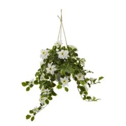 3.5’ Poinsettia And Variegated Holly Artificial Plant In Hanging Metal Bucket (Real Touch) -Artificial Flowers Sale artificial 35 poinsettia and variegated holly artificial plant in hanging metal bucket real touch nearly natural 160384